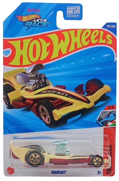 Hot Wheels 2025 - Collector # 170/250 - Track Aces 3/5 - Madfast - Pearl Tan - Copper 5 Spoke Wheels - USA 'Let's Race' Card