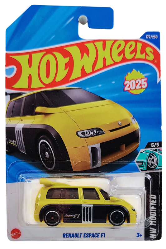 Hot Wheels 2025 - Collector # 172/250 - HW Modified 5/5 - New Models - Renault Espace F1 - Yellow & Black - International Long Card