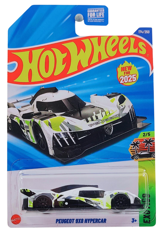 Hot Wheels 2025 - Collector # 174/250 - HW Exotics 2/5 - New Models - Peugeot 9X8 Hypercar - White - 10 Spoke Wheels - USA Card