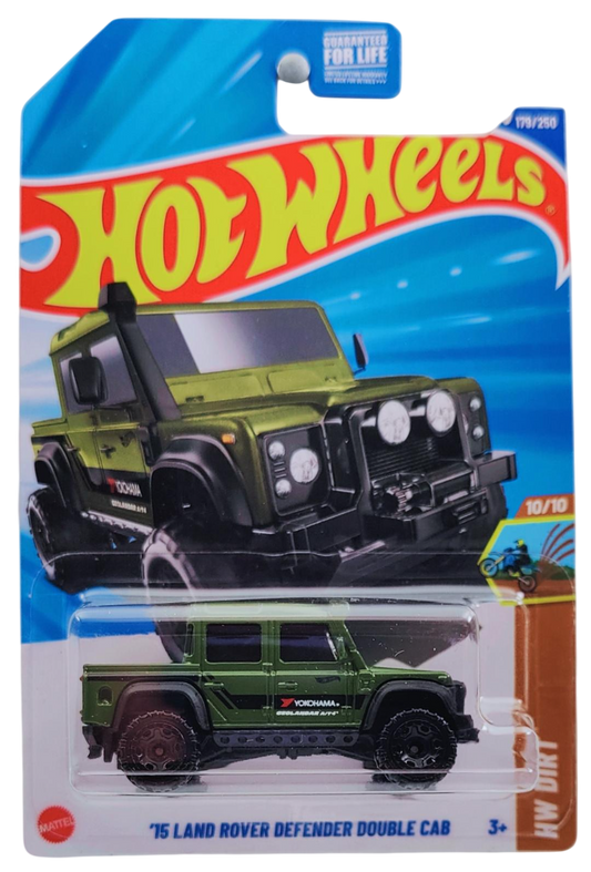 Hot Wheels 2025 - Collector # 179/250 - HW Dirt 10/10 - '15 Land Rover Defender Double Cab - Dark Olive Green - Kroger Exclusive - USA Card
