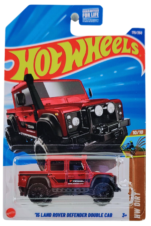 Hot Wheels 2025 - Collector # 179/250 - HW Dirt 10/10 - '15 Land Rover Defender Double Cab - Dark Red - USA Card