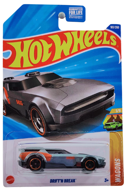 Hot Wheels 2025 - Collector # 183/250 - HW Wagons 1/5 - Drift'n Break - Metalflake Gray - RSW Wheels - USA Card