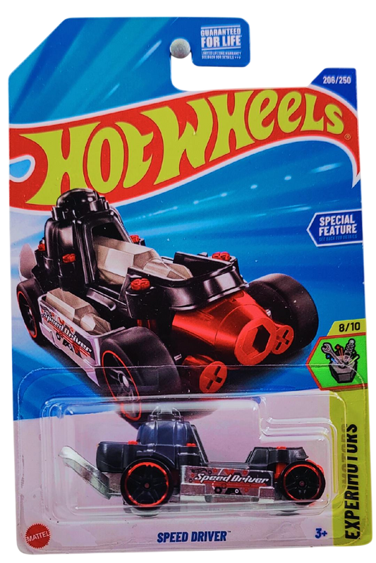 Hot Wheels 2025 - Collector # 206/250 - Experimotors 8/10 - Speed Driver - Dark Gray - USA Card