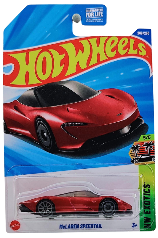 Hot Wheels 2025 - Collector # 209/250 - HW Exotics 5/5 - McLaren Speedtail - Metallic Volcano Red - USA Card