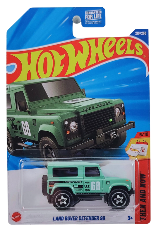 Hot Wheels 2025 - Collector # 210/250 - Then and Now 5/10 - Land Rover Defender 90 - Mint Green / #68 - USA Card