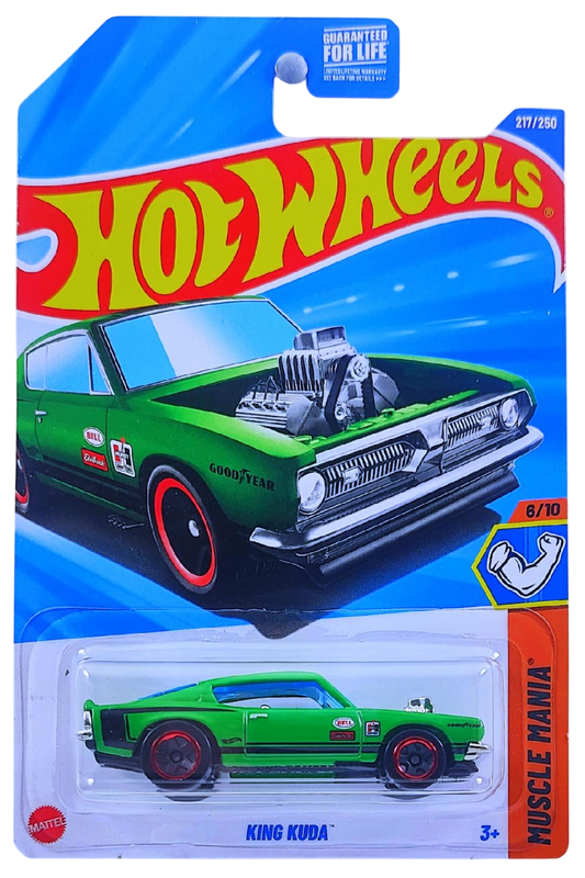 Hot Wheels 2025 - Collector # 217/250 - Muscle Mania 8/10 - King Kuda - Green - USA Card