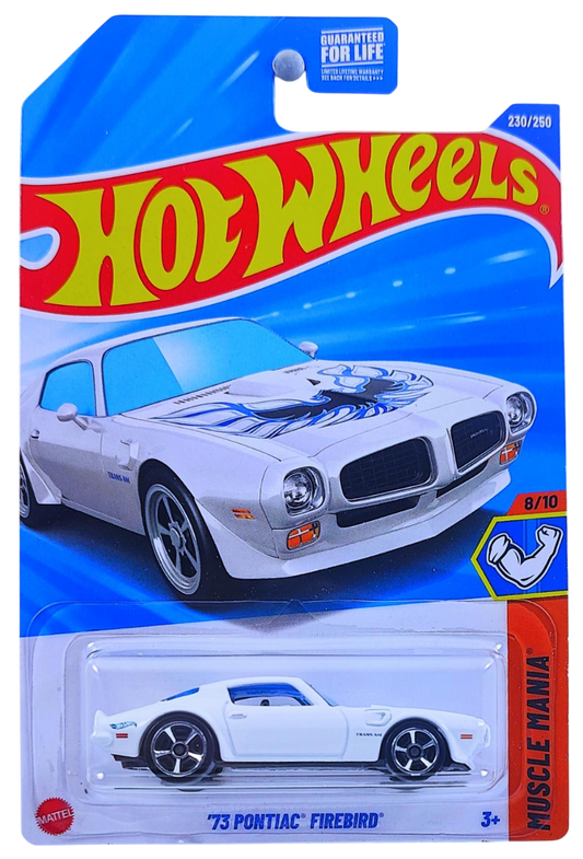 Hot Wheels 2025 - Collector # 230/250 - Muscle Mania 8/10 - '73 Pontiac Firebird - White - USA Card