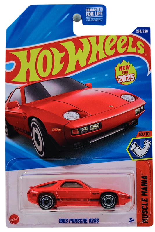 Hot Wheels 2025 - Collector # 250/250 - Muscle Mania 10/10 - New Models - 1983 Porsche 928S - Red - Aero Disc - USA Card