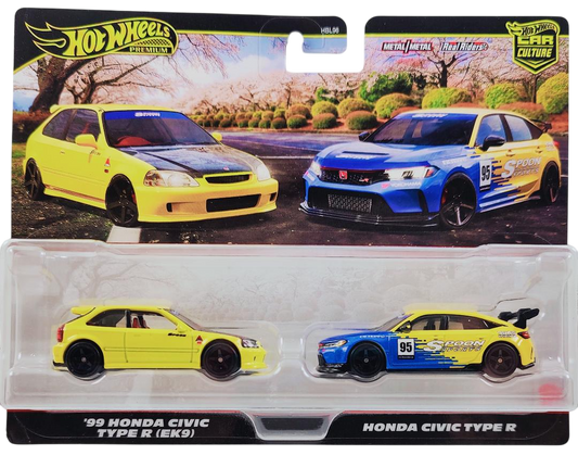 Hot Wheels 2025 - Premium / Car Culture / 2 Pack - '99 Honda Civic Type R (EK9) & Honda Civic Type R - Metal/Metal & Real Riders