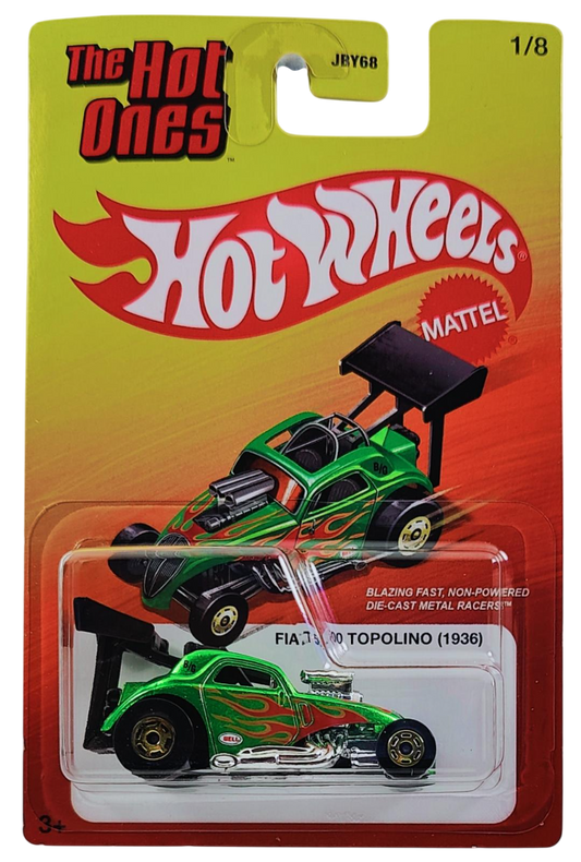 Hot Wheels 2025 - Theme - Mix 1 - The Hot Ones 1/8 - Fiat 500 Topolino (1936) - Spectraflame Green - Gold Hot Ones Wheels - Target Exclusive - Retro Blister Card