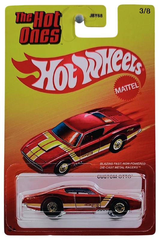 Hot Wheels 2025 - Theme - Mix 1 - The Hot Ones 3/8 - Custom Otto - Spectraflame Red - Gold Hot Ones Wheels - Target Exclusive - Retro Blister Card