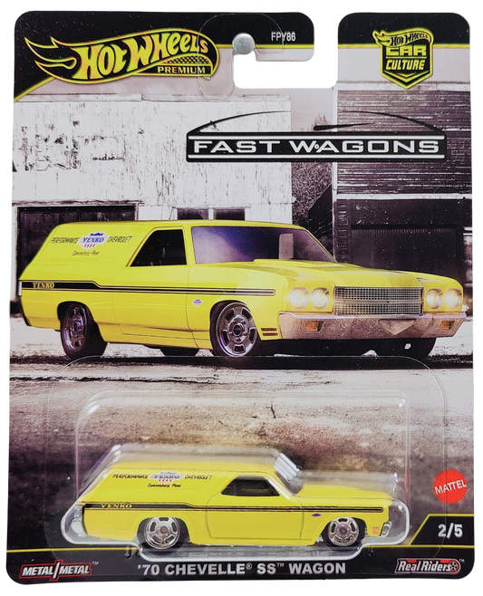 Hot Wheels 2025 - Premium / Car Culture / Fast Wagons 2/5 - '70 Chevelle SS Wagon - Yellow / Yenko - Metal/Metal & Real Riders