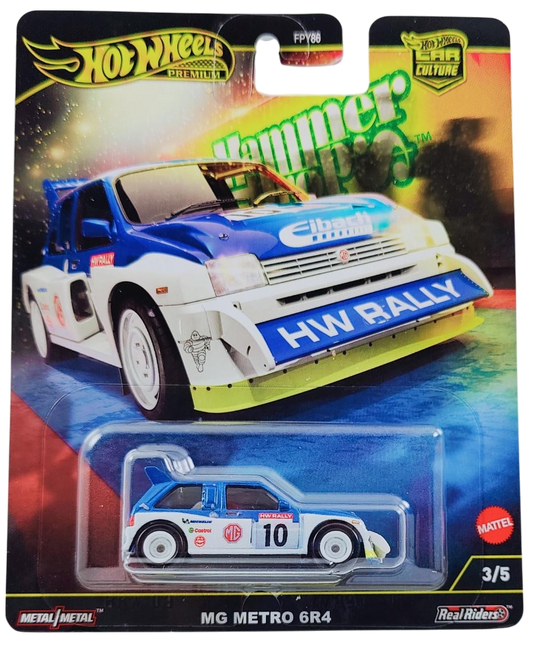 Hot Wheels 2025 - Premium / Car Culture / Hammer Drop 3/5 - MG Metro 6R4 - Metalflake Blue White / #10 - Metal/Metal & Real Riders