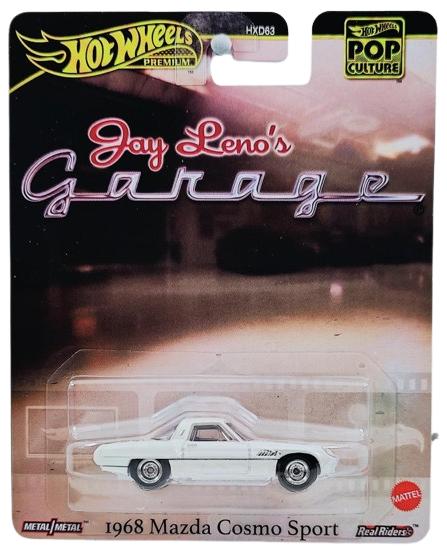 Hot Wheels 2025 - Premium / Pop Culture / Jay Leno's Garage - 1968 Mazda Cosmo Sport - Pearl White - Metal/Metal & Real Riders