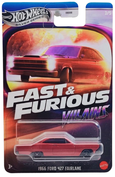 Hot Wheels 2025 - Silver Series / Theme / Fast & Furious: Villians 3/5 - 1966 Ford 427 Fairlane - Maroon - C5 Wheels - Walmart Exclusive