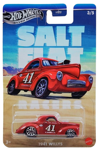 Hot Wheels 2025 - Silver Series / Theme Series / Salt Flat Racers 3/5 - 1941 Willys - Red / #41 - MM5 Wheels - Grocery Store Exclusive