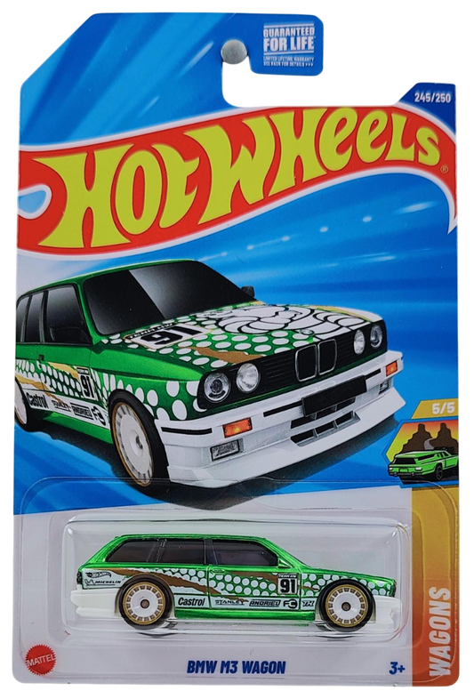 Hot Wheels 2025 - Collector # 245/250 - HW Wagons 5/5 - SUPER Treasure Hunts - BMW M3 Wagon - Spectraflame Green / TH on lower Front Fender - Real Riders - USA Card