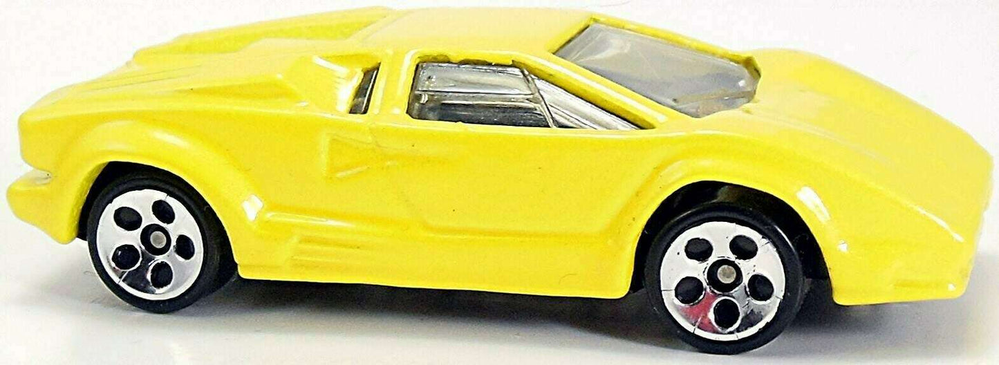 Hot Wheels 1997 - Collector # 510 - First Editions 12/2 - 25th Anniversary Lamborghini Countach - Yellow - 5 Dot Wheels - USA Blue & White Card
