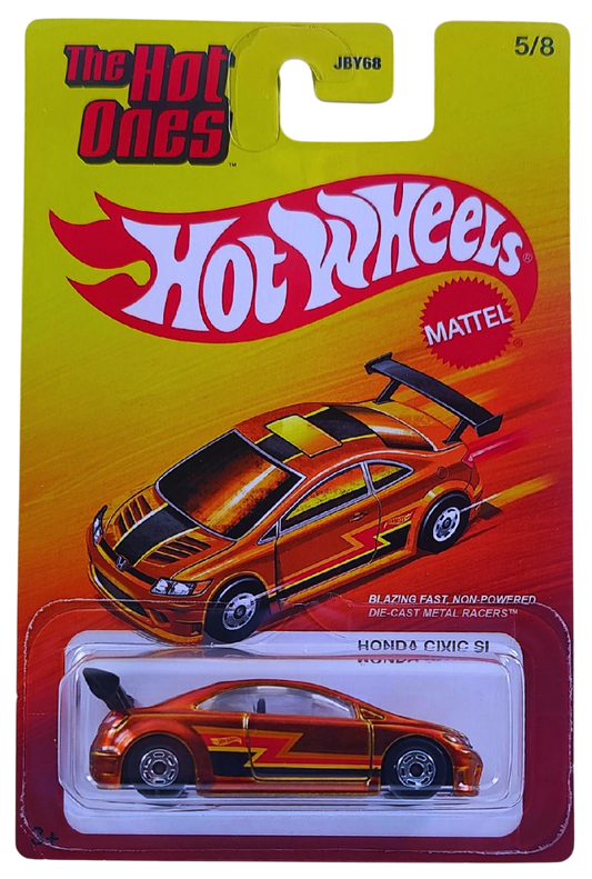 Hot Wheels 2025 - Theme - Mix 1 - The Hot Ones 5/8 - Honda Civic Si - Spectraflame Orange - Hot Ones Wheels - Target Exclusive - Retro Blister Card
