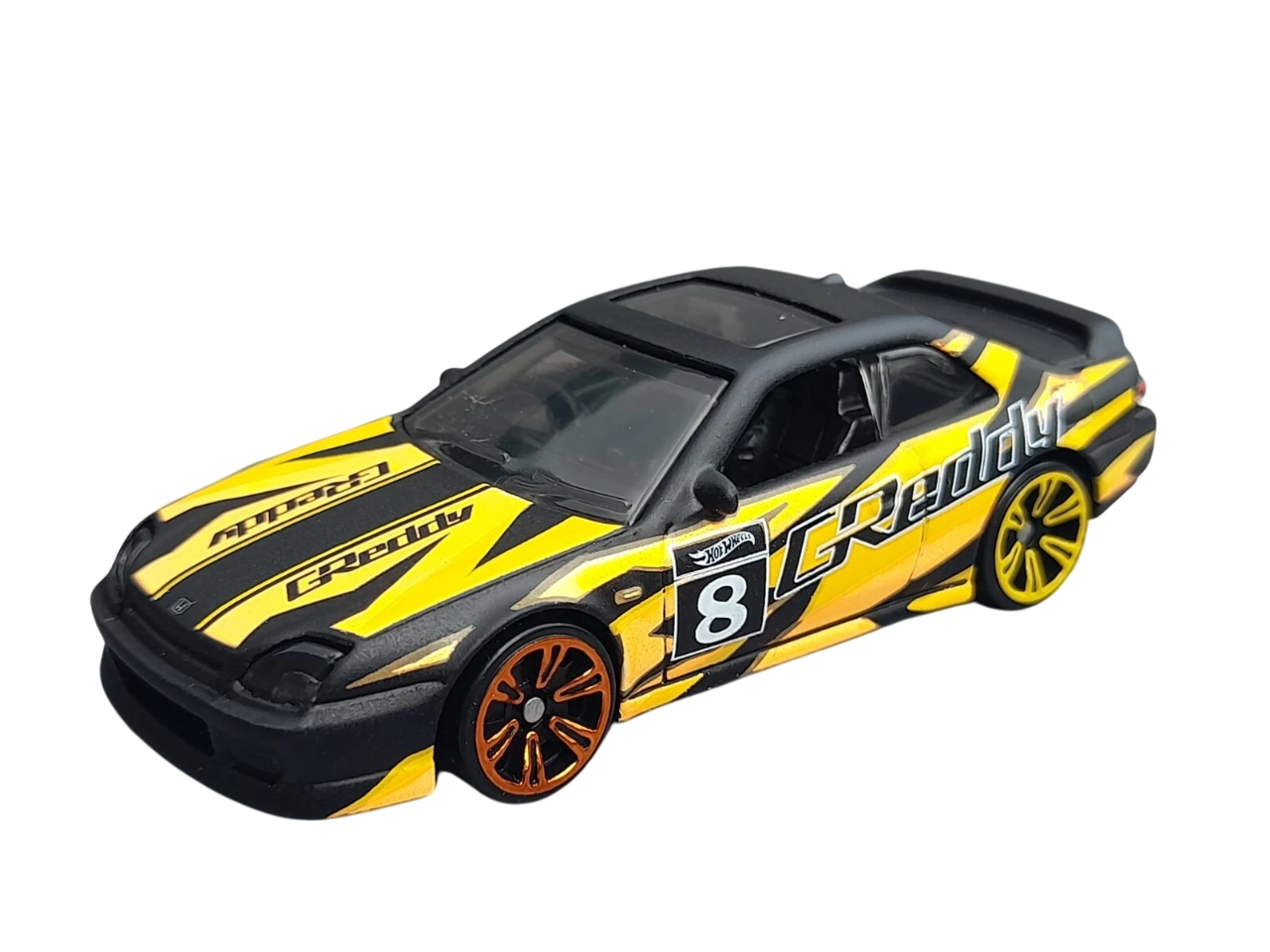 Hot Wheels 2025 - Theme / Neon Speeders 1/8 / Mix 2 - '98 Honda Prelude - Matte Black / GReddy Graphics - Neon Speeders 6-Spoke (NS6) Wheels - Walmart Exclusive