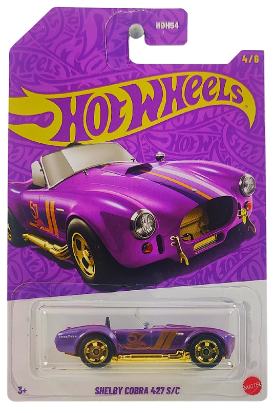 Hot Wheels 2025 - Theme / Mix 2 / Purple & Gold / 57th Anniversary 4/6 - Shelby Cobra 427 S/C - Pearl Purple & Gold Chrome - Drug & Discount Stores Exclusive
