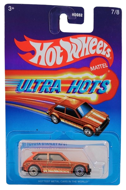 Hot Wheels 2025 - Ultra Hots 7/8 - '81 Toyota Starlet KP61 - Spectraflame Orange - UH Wheels - Target Exclusive - Retro Ultra Hots Blister Card
