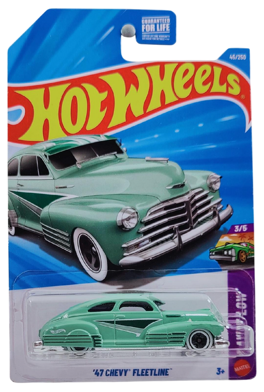 Hot Wheels 2026 - Collector # 045/250 - Layin' Low 3/5 - '47 Chevy Fleetline - Fern Green - White Walls on 5 Spoke Wheels - USA Card