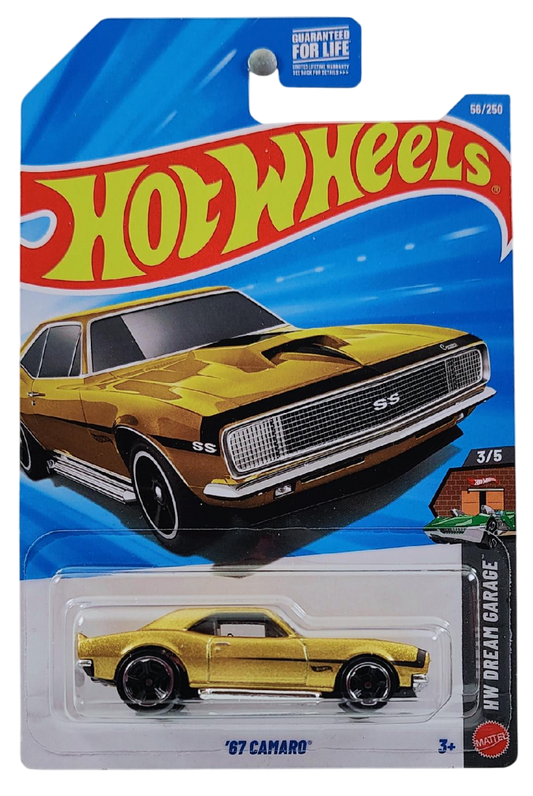 Hot Wheels 2026 - Collector # 056/250 - HW Dream Garage 3/5 - '67 Camaro - Gold Metalflake - MC5 Wheels - USA '2026' Card