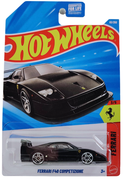Hot Wheels 2026 - Collector # 063/250 - Ferrari 3/5 - Ferrari F40 Competizione - Grigio Nardo Black - PR5 Wheels - USA '2026' Card