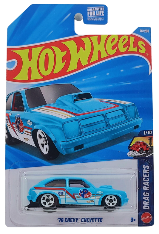 Hot Wheels 2026 - Collector # 076/250 - Drag Racers 1/10 - '76 Chevy Chevette - Sky Blue - USA '2026' Card