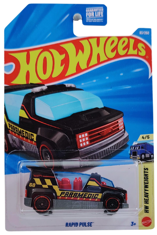 Hot Wheels 2026 - Collector # 083/250 - HW Heavyweights 4/5 - Rapid Pulse (Ambulance) - Black / 'Paramedic' - Aero Disc Wheels - USA '2026' Card
