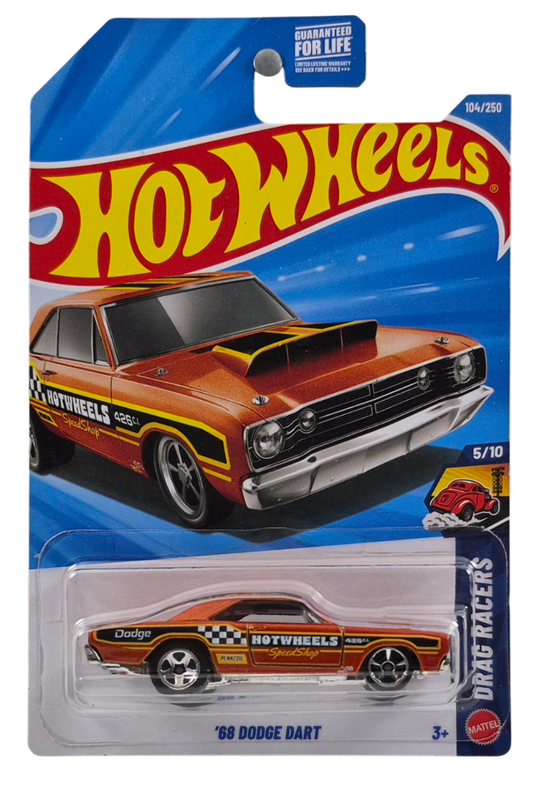 Hot Wheels 2026 - Collector # 104/250 - Drag Racers 5/10 - '68 Dodge Dart - Metalflake Dark Orange - 5 Spoke & MC5 Wheels - USA '2026' Card