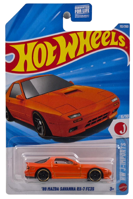 Hot Wheels 2026 - Collector # 113/250 - HW J-Imports 5/10 - '89 Mazda Savanna RX-7 FC3S - Orange - PR5 Wheels - USA '2026' Card
