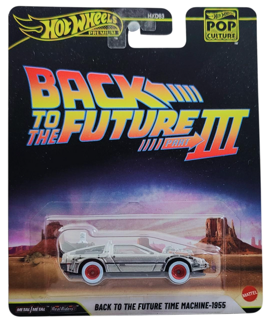 Hot Wheels 2026 - Premium / Pop Culture / Mix 2 / BTF III - Back to the Future / 1955 - Silver - Metal/Metal & Real Riders - Thick Blister Card