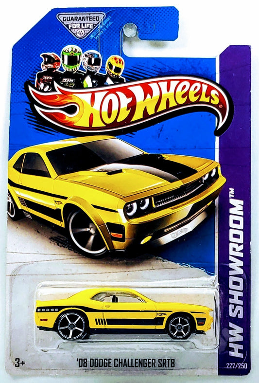 Hot Wheels 2013 - Collector # 227/250 - HW Showroom / Then and Now - '08 Dodge Challenger SRT8 - Yellow - OH5SP Wheels - USA Card