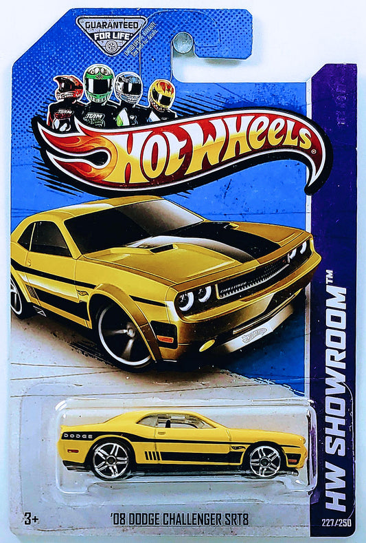 Hot Wheels 2013 - Collector # 227/250 - HW Showroom / Then and Now - '08 Dodge Challenger SRT8 - Yellow - PR5 Wheels - USA Card