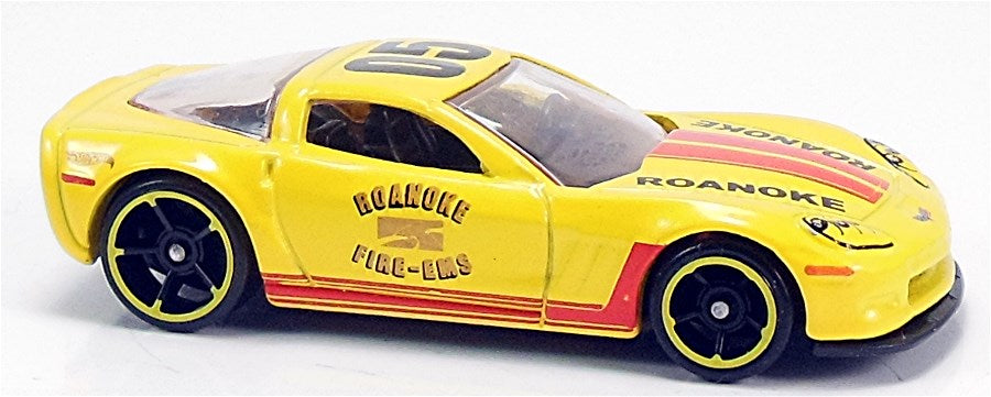 Hot Wheels 2012 - Collector # 162/247 - HW Main Street 2/10 - '11 Corvette Grand Sport - Yellow / 'Roanoke Fire EMS' - Walmart Exclusive - USA