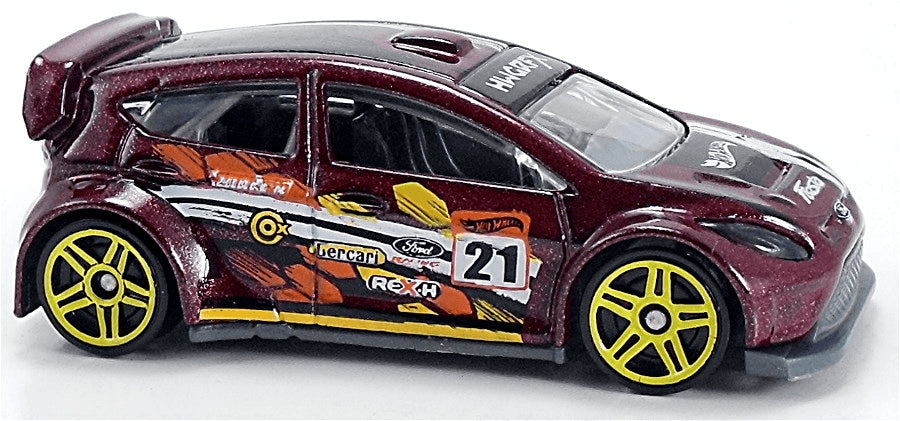 Hot Wheels 2015 - Collector # 078/250 - HW Off-Road / Road Rally - '12 Ford Fiesta - Maroon Metalflake - USA 'Showdown' Card with Factory Set Sticker