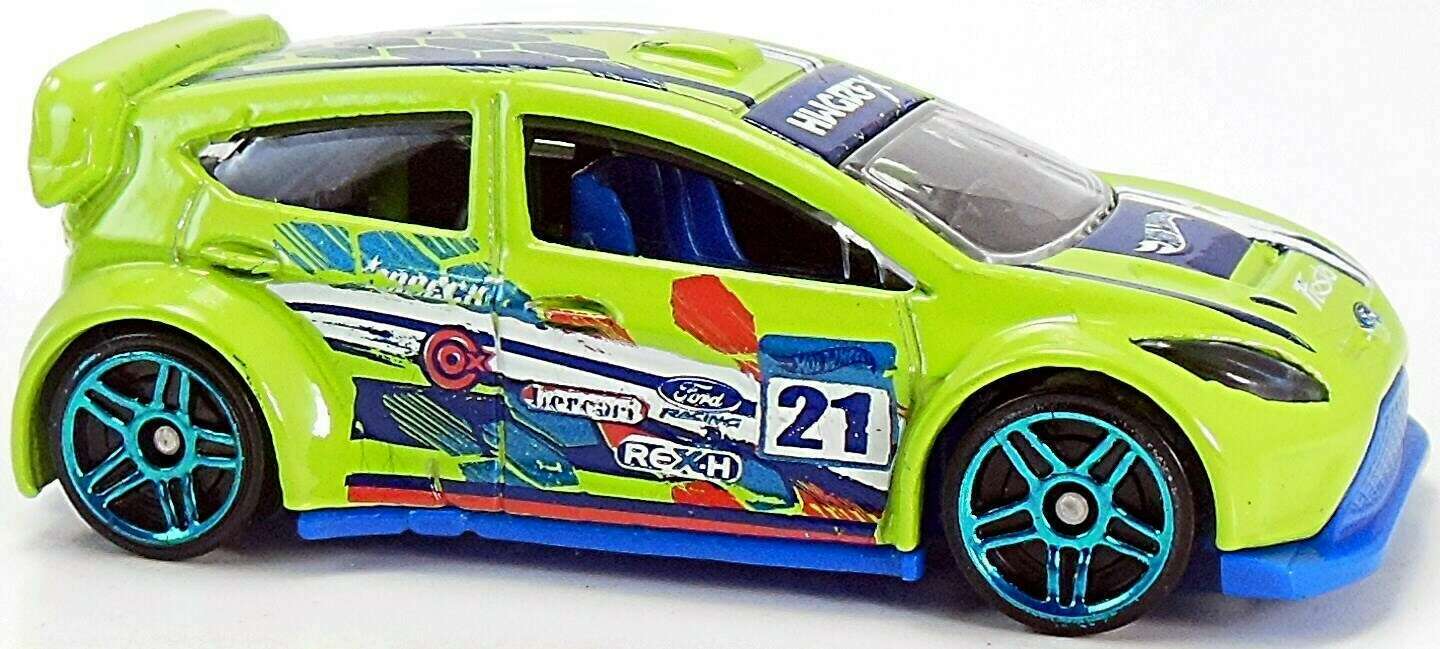 Hot Wheels 2015 - Collector # 078/250 - HW Off-Road / Road Rally - '12 Ford Fiesta - Lime Green - USA 'Showdown' Card with Factory Set Sticker