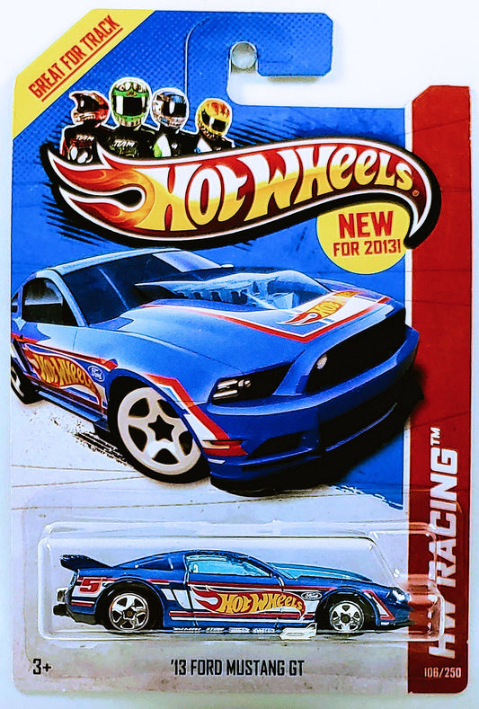 Hot Wheels 2013 - Collector # 106/250 - HW Racing / Race Team / New Models - '13 Ford Mustang GT - Metallic Blue - USA Card
