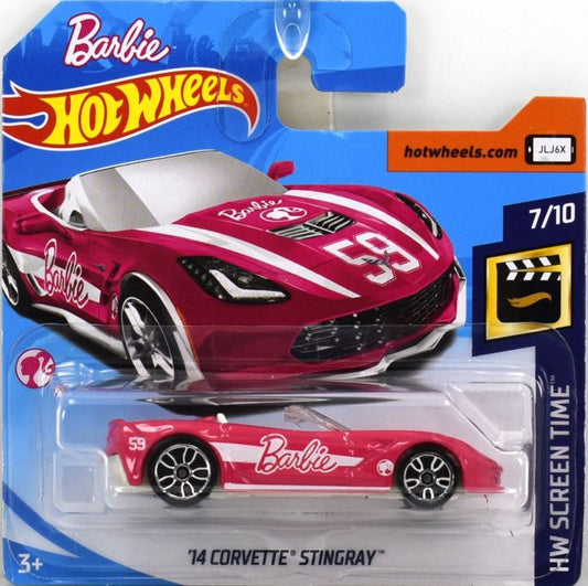 Hot Wheels 2018 - Collector # 273/365 - HW Screen Time 7/10 - '14 Corvette Stingray - Pink / Barbie - Short Card