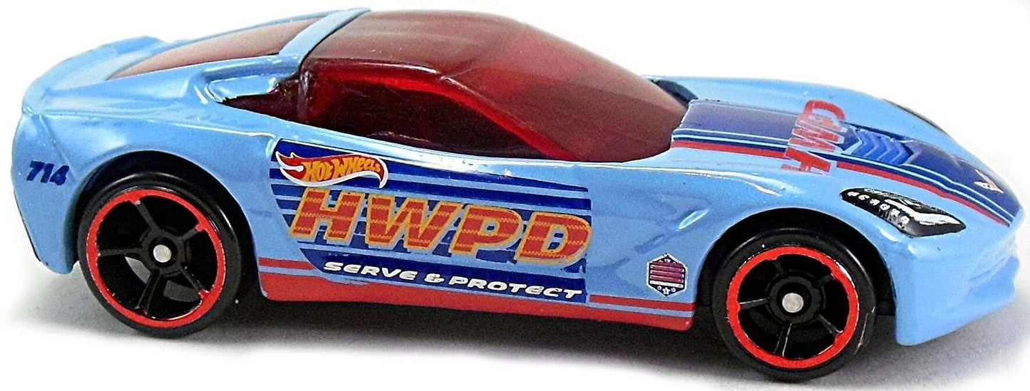Hot Wheels 2017 - Collector # 020/365 - HW Rescue 9/10 - '14 Corvette Stingray - Sky Blue / HWPD - USA Card