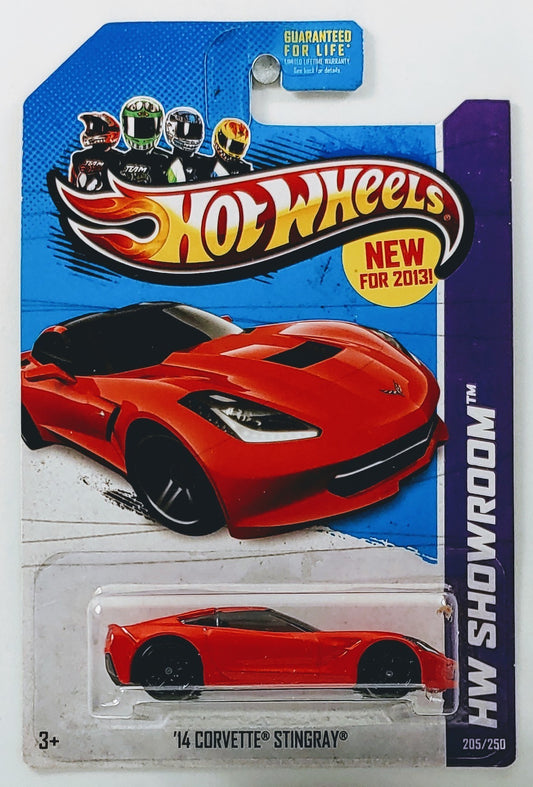 Hot Wheels 2013 - Collector # 205/250 - HW Showroom / Corvette 60th / New Models - '14 Corvette Stingray - Red - USA '13 Card