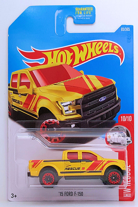 Hot Wheels 2017 - Collector # 065/365 - HW Rescue 10/10 - '15 Ford F-150 - Yellow / Rescue - USA Card