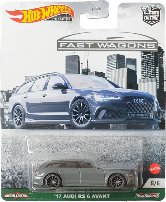 Hot Wheels 2021 - Premium / Car Culture / Fast Wagons 5/5 - '17 Audi RS 6 Avant - Gray - Metal/Metal & Real Riders