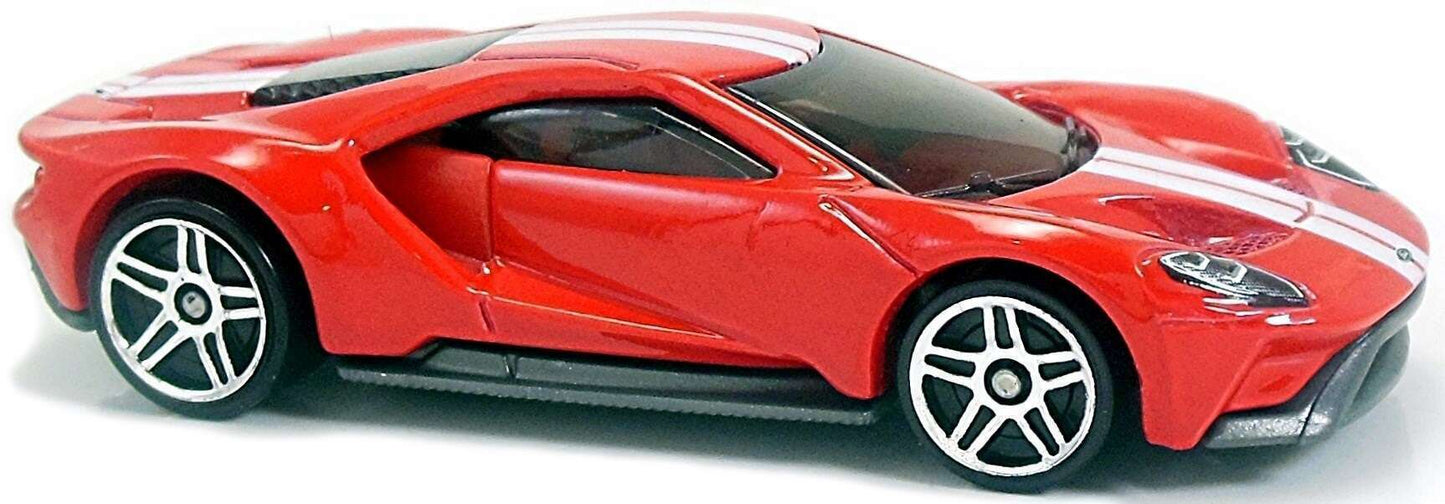 Hot Wheels 2018 - Collector # 240/365 - HW Exotics 8/10 - '17 Ford GT - Red with White Racing Stripes - PR5 Wheels - USA 50th Card