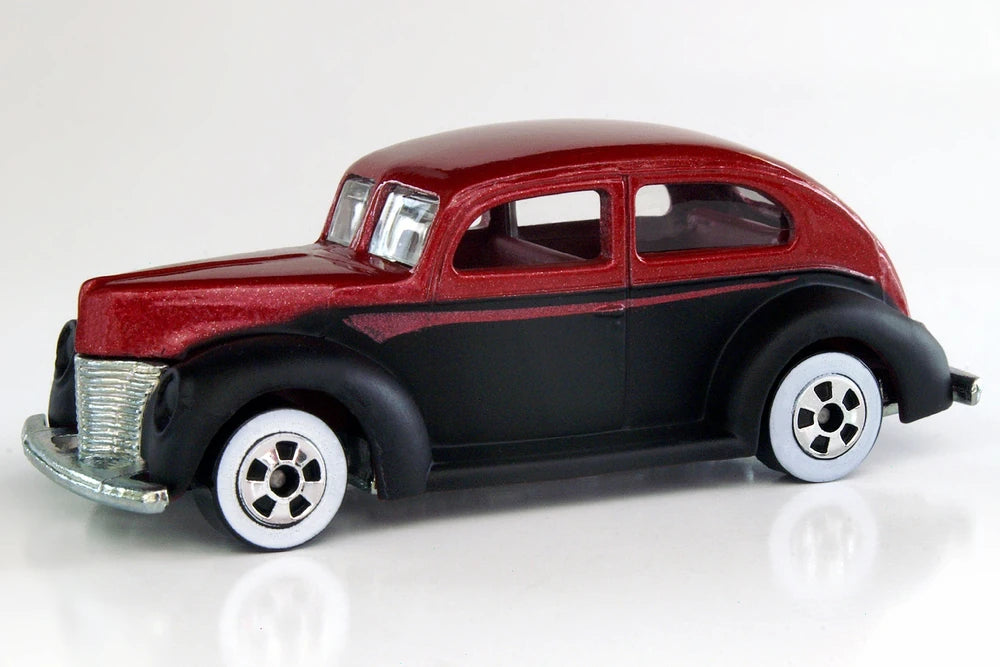 Hot Wheels 2008 - Since '68 / Top 40 # 24/40 - Fat Fendered '40 - Red over Flat Black - White Walls on Basic Wheels - Metal/Metal