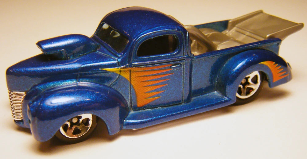 Hot Wheels 1998 - Collector # 654 - First Editions 20/40 - ’40 Ford (Drag Truck) - Dark Blue Metalflake - 5 Spokes - Thailand - USA Blue Car Card