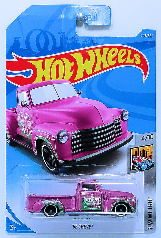 Hot Wheels 2018 - Collector # 207/365 - HW Metro 4/10 - '52 Chevy (Pickup Truck) - Metalflake Dusty Rose - International Long Card