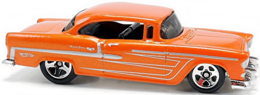 Hot Wheels 2010 - Collector # 160/214 - Hot Auction 4/10 - '55 Chevy Bel Air - Orange - Black Interior - IC